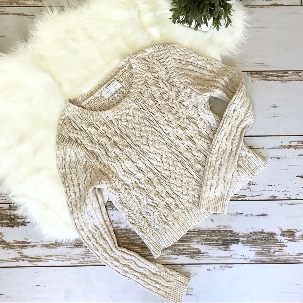 Kendall + Kylie | Cream Chunky Cable Knit Sweater